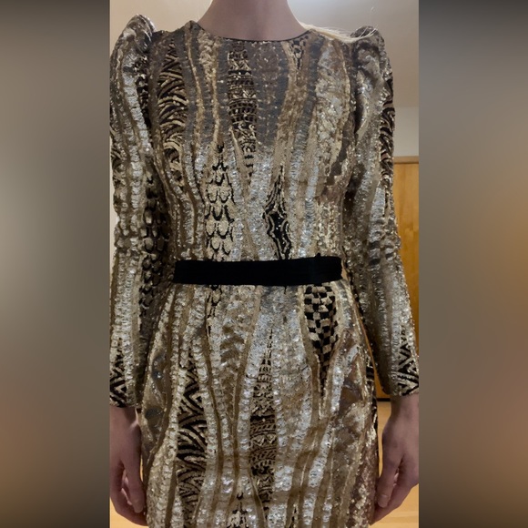 Gold Sequin Marciano Dress - Picture 10 of 16